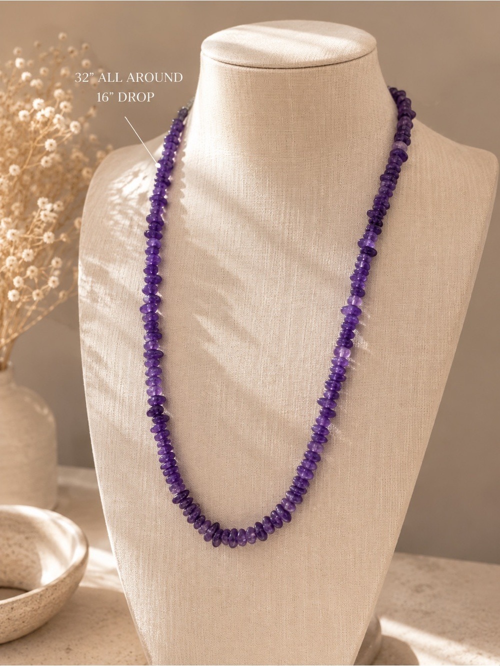 ✨ Vintage Genuine Amethyst Chip Necklace • 32” Long • Deep Purple • Barrel Clasp